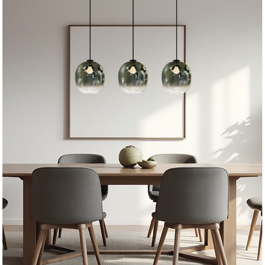 Κρεμαστό φωτιστικό με καλώδιο MIRROR 3xE27/14W/230V καπνιστό μαύρο