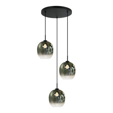 Κρεμαστό φωτιστικό με καλώδιο MIRROR 3xE27/14W/230V σε καπνιστό πράσινο
