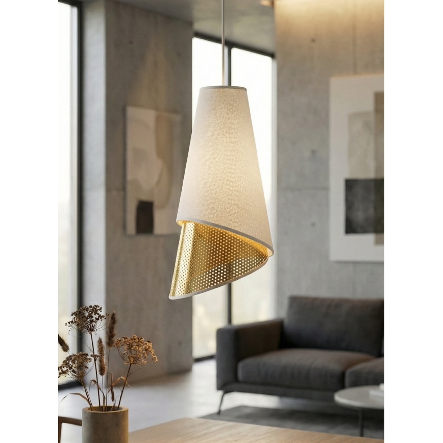 Κρεμαστό φωτιστικό με καλώδιο MODA 1xE27/15W/230V λευκό/χρυσό