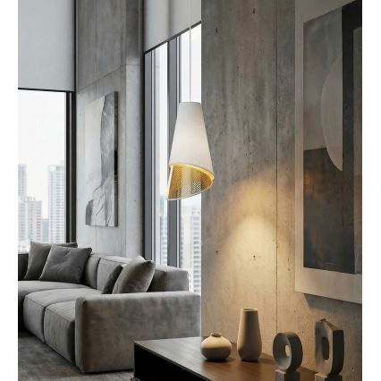 Κρεμαστό φωτιστικό με καλώδιο MODA 1xE27/15W/230V λευκό/χρυσό