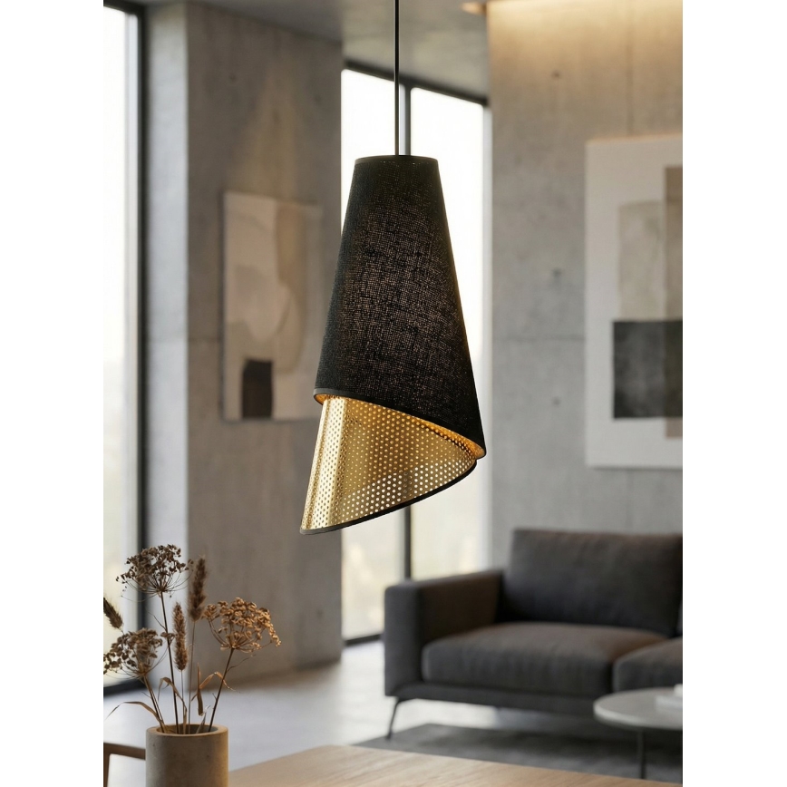 Κρεμαστό φωτιστικό με καλώδιο MODA 1xE27/15W/230V μαύρο/χρυσό