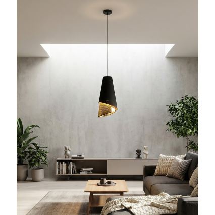 Κρεμαστό φωτιστικό με καλώδιο MODA 1xE27/15W/230V μαύρο/χρυσό