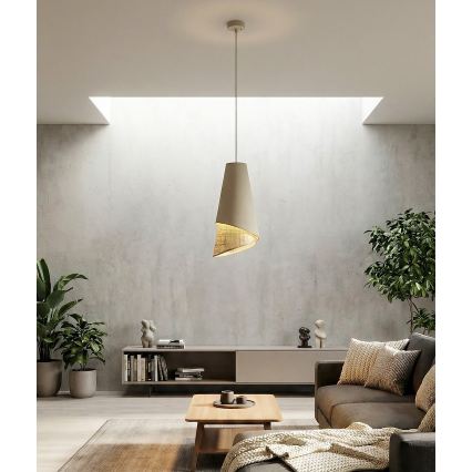Κρεμαστό φωτιστικό με καλώδιο MODA 1xE27/15W/230V μπεζ/ρατάν