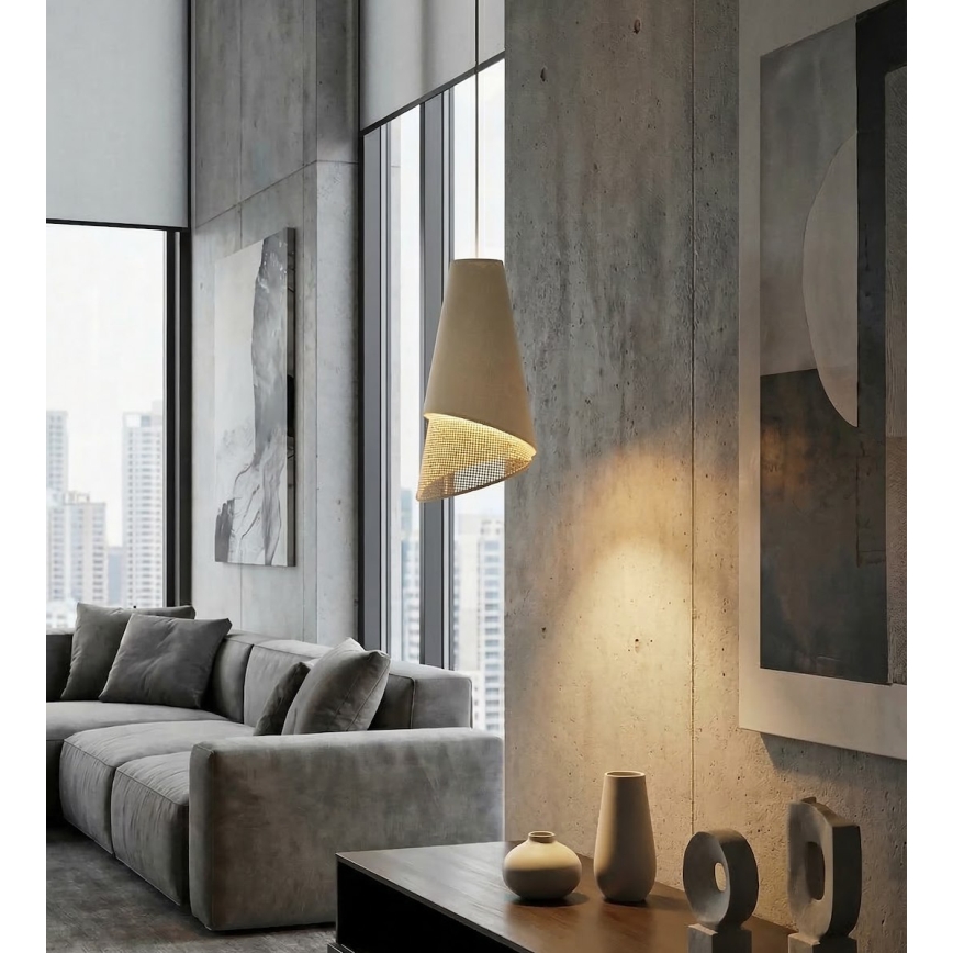 Κρεμαστό φωτιστικό με καλώδιο MODA 1xE27/15W/230V μπεζ/ρατάν