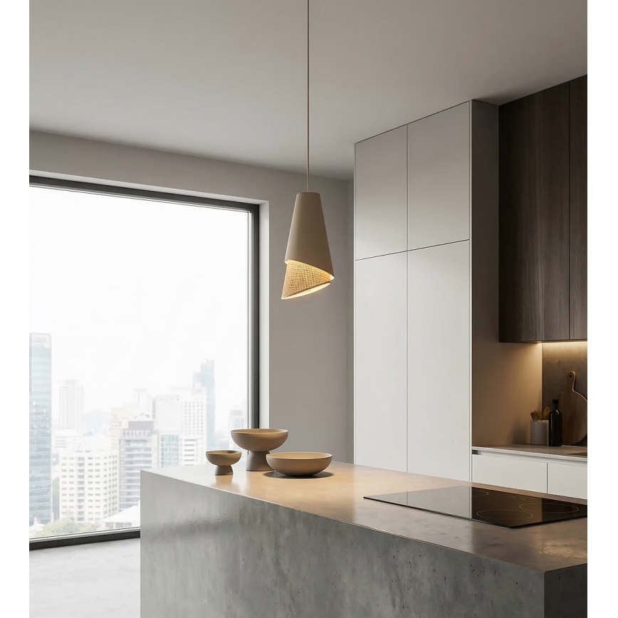 Κρεμαστό φωτιστικό με καλώδιο MODA 1xE27/15W/230V μπεζ/ρατάν
