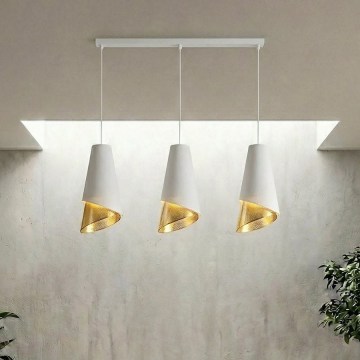 Κρεμαστό φωτιστικό με καλώδιο MODA 3xE27/15W/230V λευκό/χρυσό