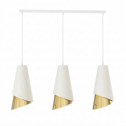 Κρεμαστό φωτιστικό με καλώδιο MODA 3xE27/15W/230V λευκό/χρυσό