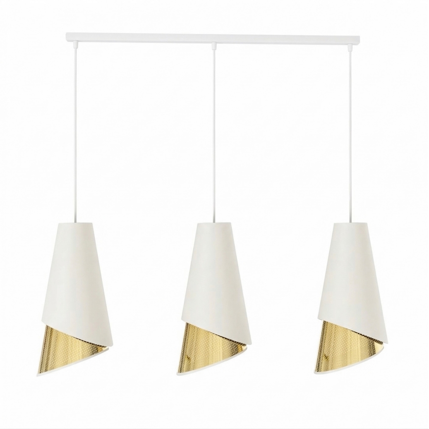 Κρεμαστό φωτιστικό με καλώδιο MODA 3xE27/15W/230V λευκό/χρυσό