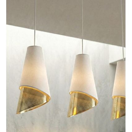 Κρεμαστό φωτιστικό με καλώδιο MODA 3xE27/15W/230V λευκό/χρυσό