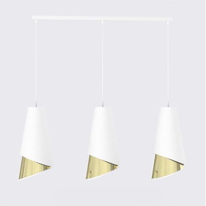 Κρεμαστό φωτιστικό με καλώδιο MODA 3xE27/15W/230V λευκό/χρυσό