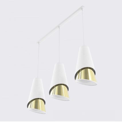 Κρεμαστό φωτιστικό με καλώδιο MODA 3xE27/15W/230V λευκό/χρυσό