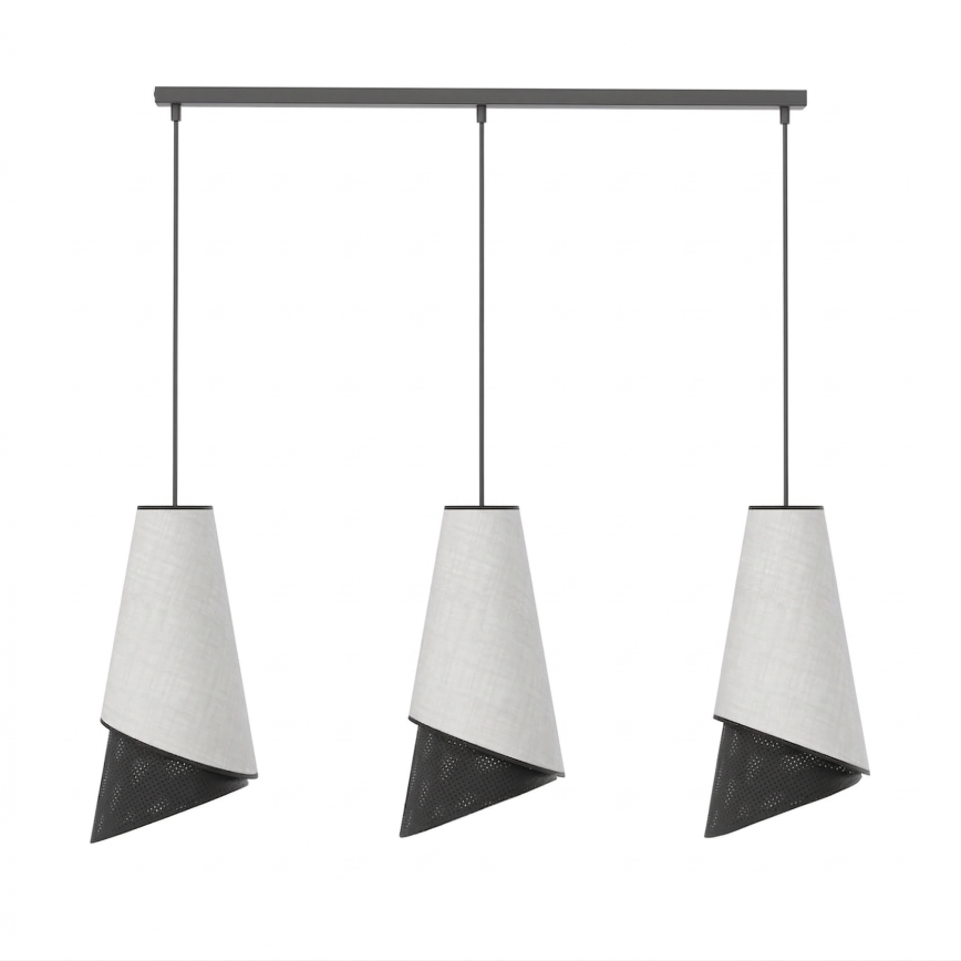 Κρεμαστό φωτιστικό με καλώδιο MODA 3xE27/15W/230V γκρι/μαύρο