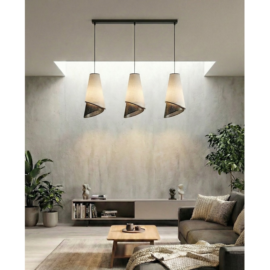 Κρεμαστό φωτιστικό με καλώδιο MODA 3xE27/15W/230V γκρι/μαύρο