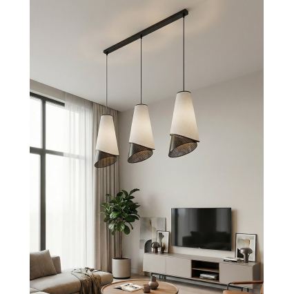 Κρεμαστό φωτιστικό με καλώδιο MODA 3xE27/15W/230V γκρι/μαύρο