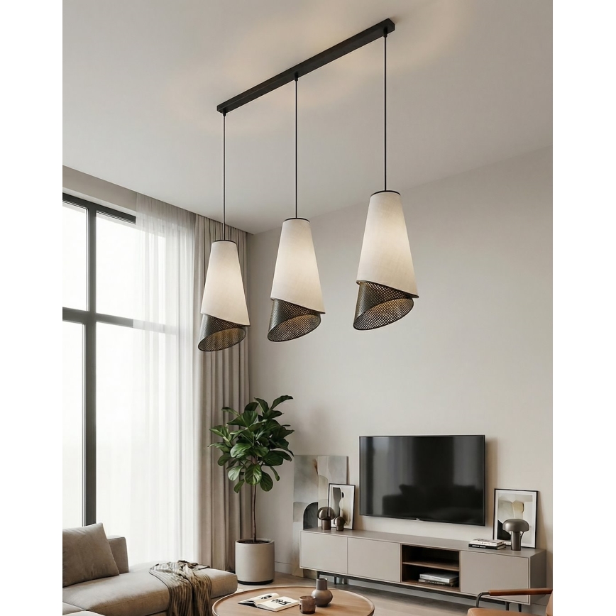 Κρεμαστό φωτιστικό με καλώδιο MODA 3xE27/15W/230V γκρι/μαύρο