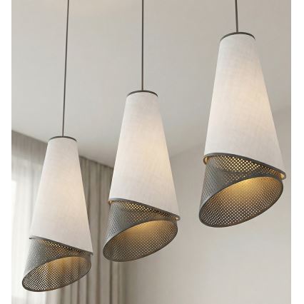 Κρεμαστό φωτιστικό με καλώδιο MODA 3xE27/15W/230V γκρι/μαύρο