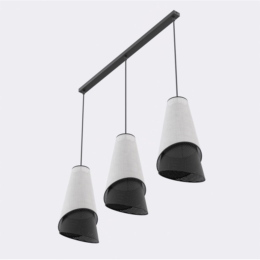 Κρεμαστό φωτιστικό με καλώδιο MODA 3xE27/15W/230V γκρι/μαύρο