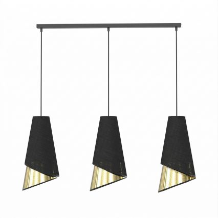 Κρεμαστό φωτιστικό με καλώδιο MODA 3xE27/15W/230V μαύρο/χρυσό