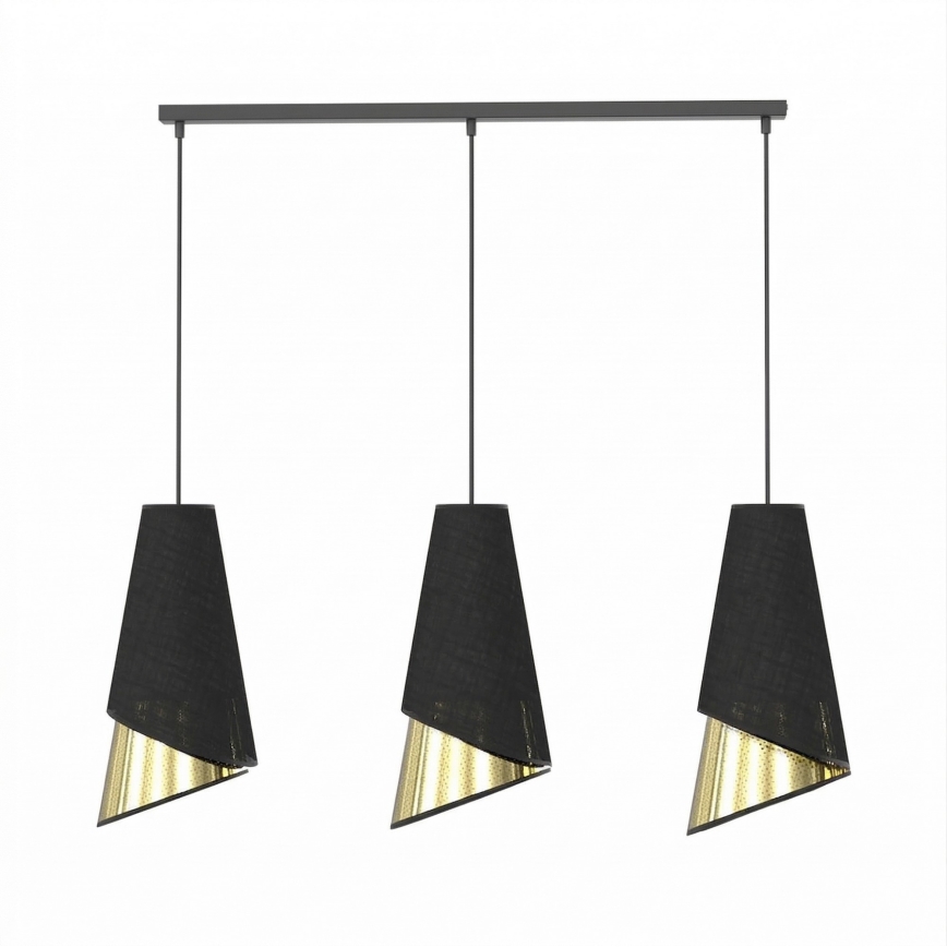 Κρεμαστό φωτιστικό με καλώδιο MODA 3xE27/15W/230V μαύρο/χρυσό