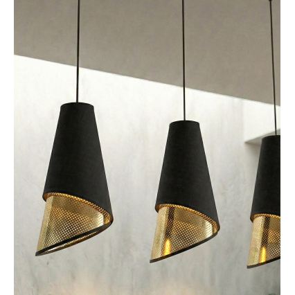 Κρεμαστό φωτιστικό με καλώδιο MODA 3xE27/15W/230V μαύρο/χρυσό