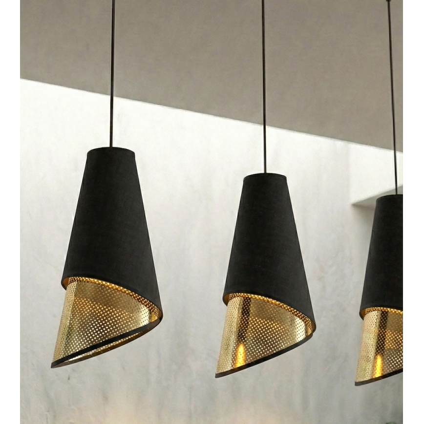 Κρεμαστό φωτιστικό με καλώδιο MODA 3xE27/15W/230V μαύρο/χρυσό