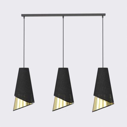 Κρεμαστό φωτιστικό με καλώδιο MODA 3xE27/15W/230V μαύρο/χρυσό