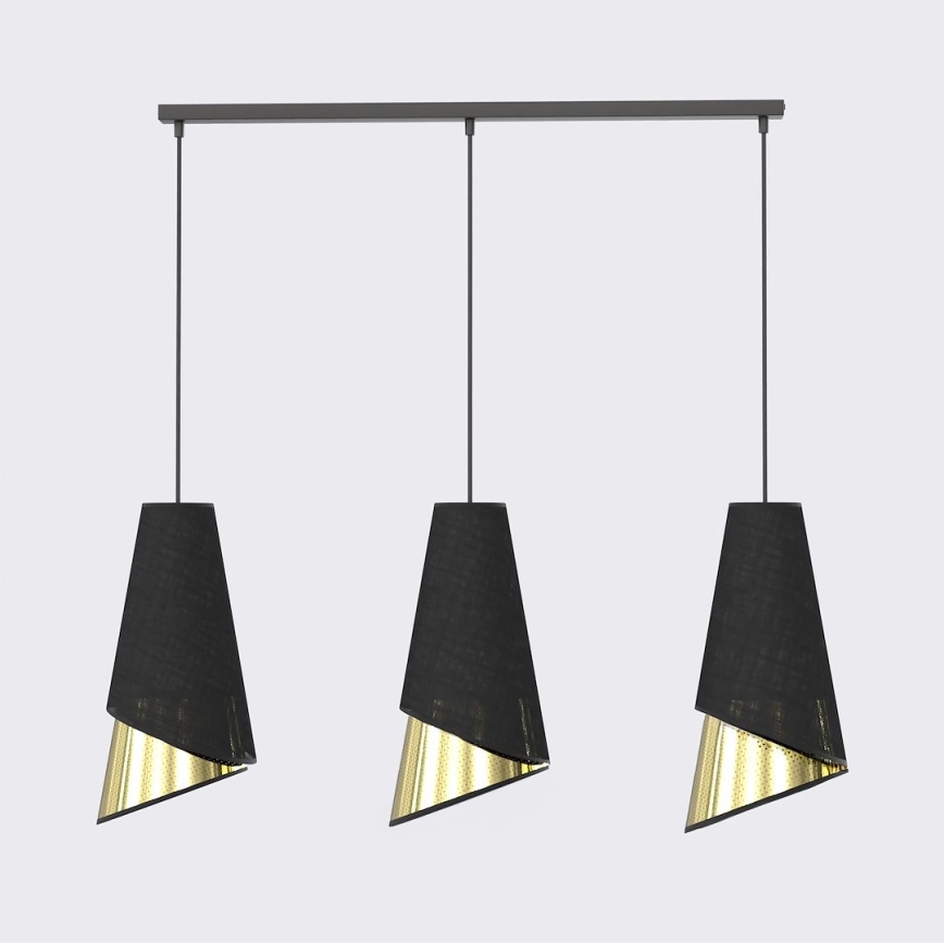 Κρεμαστό φωτιστικό με καλώδιο MODA 3xE27/15W/230V μαύρο/χρυσό