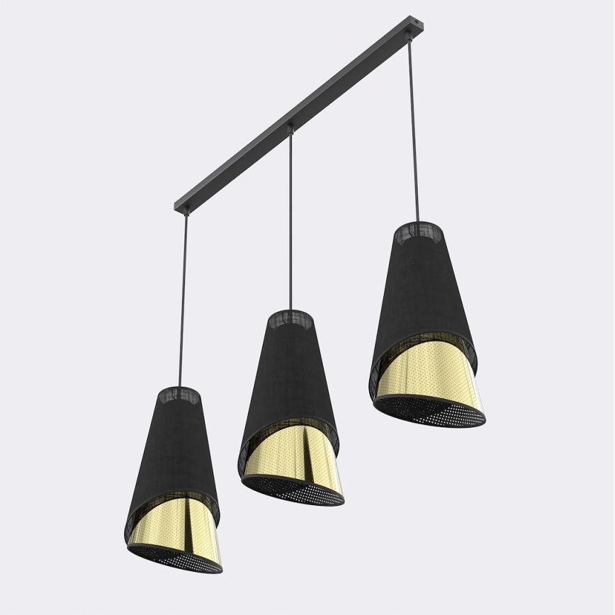 Κρεμαστό φωτιστικό με καλώδιο MODA 3xE27/15W/230V μαύρο/χρυσό