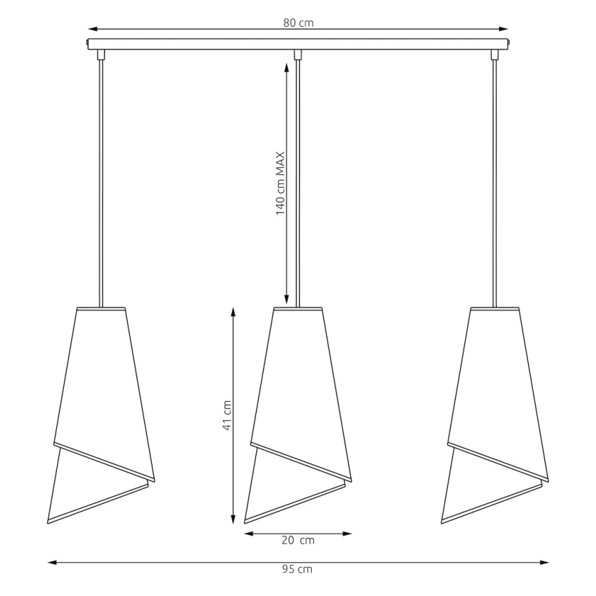 Κρεμαστό φωτιστικό με καλώδιο MODA 3xE27/15W/230V μαύρο/χρυσό