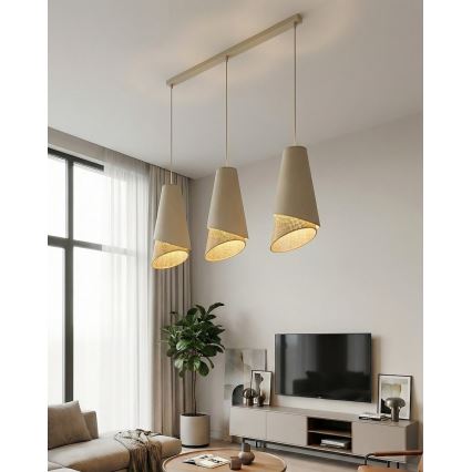 Κρεμαστό φωτιστικό με καλώδιο MODA 3xE27/15W/230V μπεζ/ρατάν