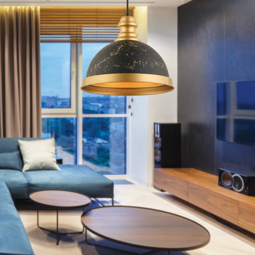 Κρεμαστό φωτιστικό με καλώδιο MONZA 1xE27/40W/230V Ø 29 cm μαύρο/μπρονζέ