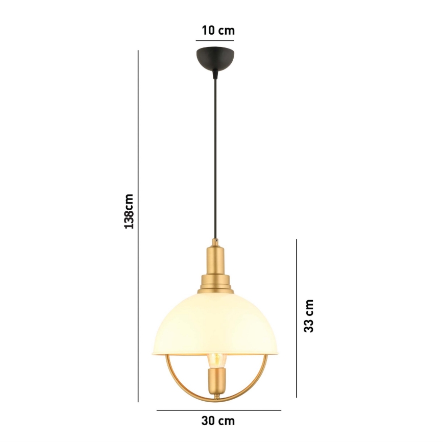 Κρεμαστό φωτιστικό με καλώδιο MONZA 1xE27/40W/230V Ø 30 cm σε κρεμ/χρυσό