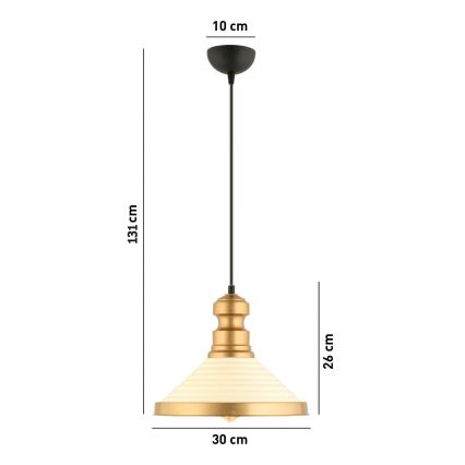 Κρεμαστό φωτιστικό με καλώδιο MONZA 1xE27/40W/230V Ø 30 cm εκρού/χρυσό