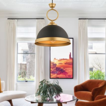 Κρεμαστό φωτιστικό με καλώδιο MONZA 1xE27/40W/230V Ø 30 cm μαύρο/μπρονζέ