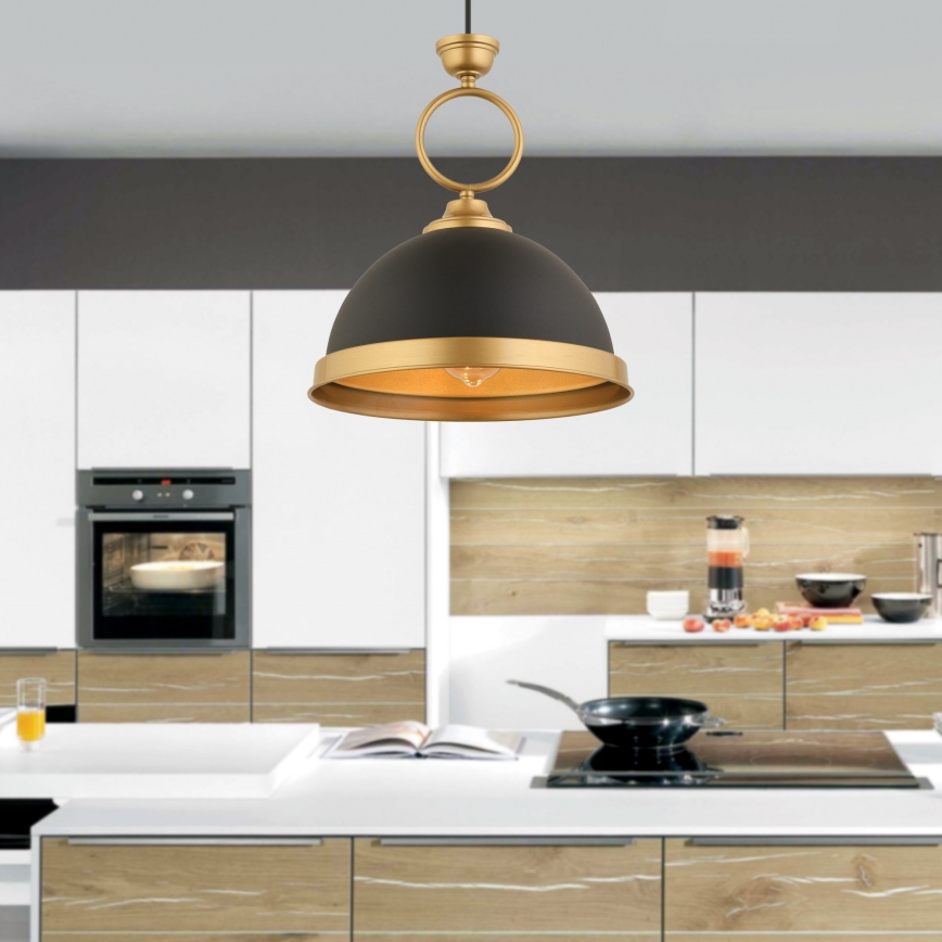 Κρεμαστό φωτιστικό με καλώδιο MONZA 1xE27/40W/230V Ø 30 cm μαύρο/μπρονζέ