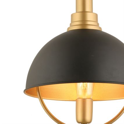 Κρεμαστό φωτιστικό με καλώδιο MONZA 1xE27/40W/230V διάμ. 30 cm μαύρο/χρυσό