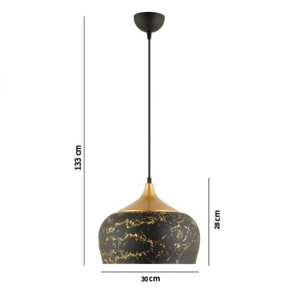 Κρεμαστό φωτιστικό με καλώδιο MONZA 1xE27/40W/230V διάμ. 30 εκ. μαύρο/μπρονζέ