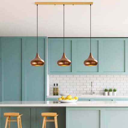 Κρεμαστό φωτιστικό με καλώδιο MUBA 3xE27/40W/230V χάλκινο