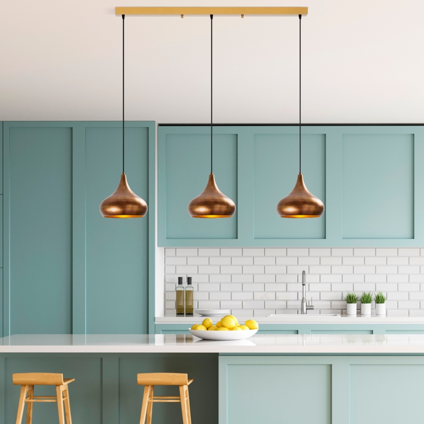 Κρεμαστό φωτιστικό με καλώδιο MUBA 3xE27/40W/230V χάλκινο