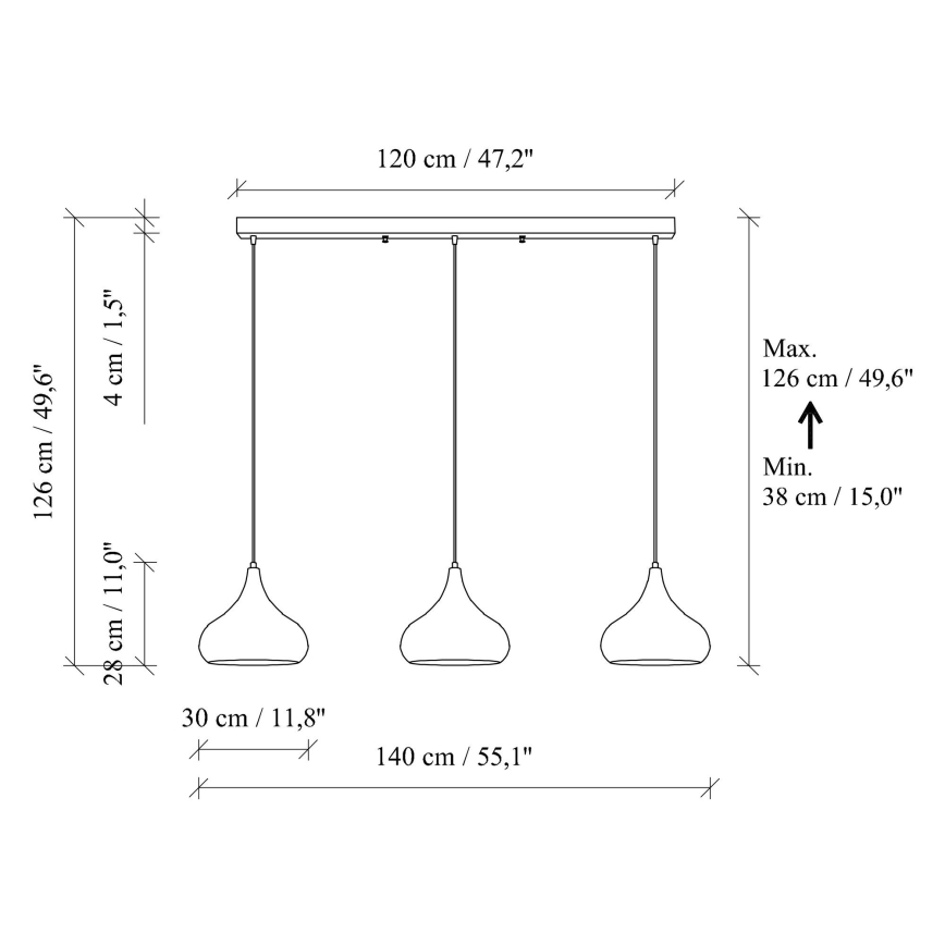 Κρεμαστό φωτιστικό με καλώδιο MUBA 3xE27/40W/230V χάλκινο