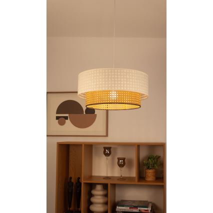 Κρεμαστό φωτιστικό με καλώδιο NATIA 1xE27/60W/230V Ø 45 cm λευκό/καφέ