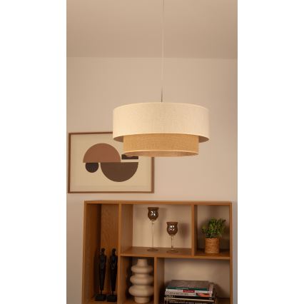 Κρεμαστό φωτιστικό με καλώδιο NATIA 1xE27/60W/230V Ø 45 cm λευκό/καφέ