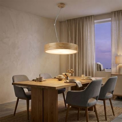 Κρεμαστό φωτιστικό με καλώδιο NATURAL MODERN 3xE27/15W/230V, διάμ. 47,5 εκ., από πεύκο