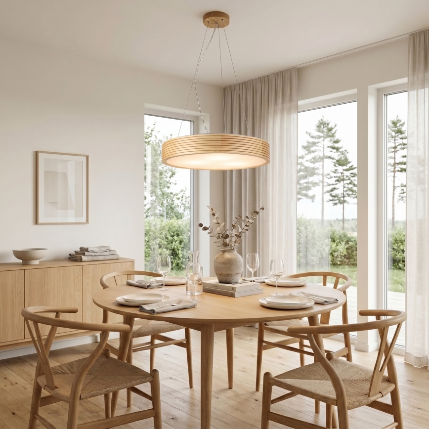 Κρεμαστό φωτιστικό με καλώδιο NATURAL MODERN 3xE27/15W/230V, διάμ. 47,5 εκ., από πεύκο