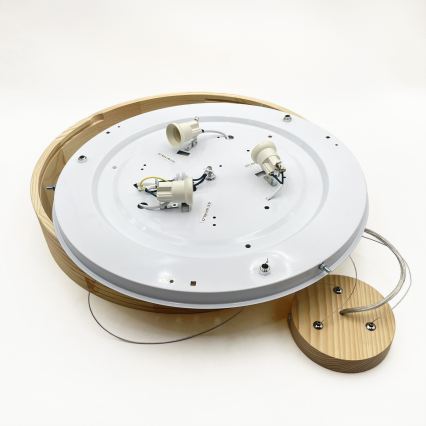Κρεμαστό φωτιστικό με καλώδιο NATURAL MODERN 3xE27/15W/230V, διάμ. 47,5 εκ., από πεύκο