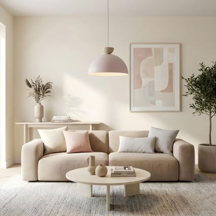 Κρεμαστό φωτιστικό με καλώδιο NEVIS 1xE27/15W/230V Ø 50 cm σε κρεμ απόχρωση