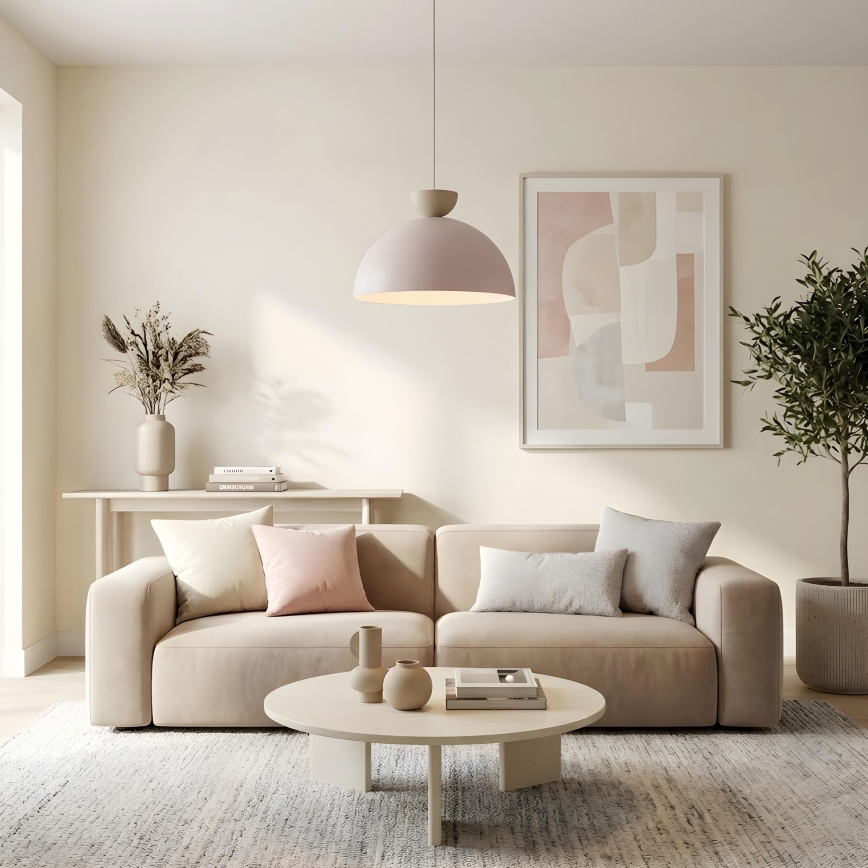 Κρεμαστό φωτιστικό με καλώδιο NEVIS 1xE27/15W/230V Ø 50 cm σε κρεμ απόχρωση