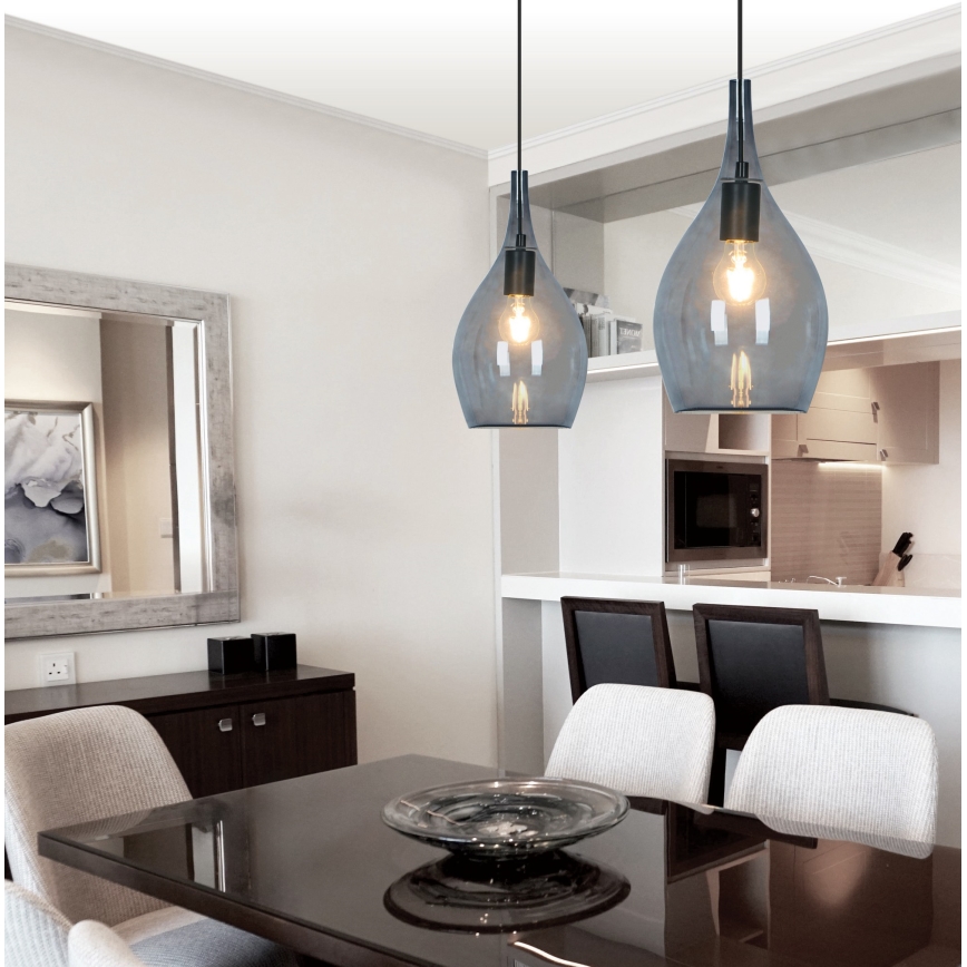 Κρεμαστό φωτιστικό με καλώδιο NEXT 1xE27/40W/230V καπνιστό μαύρο