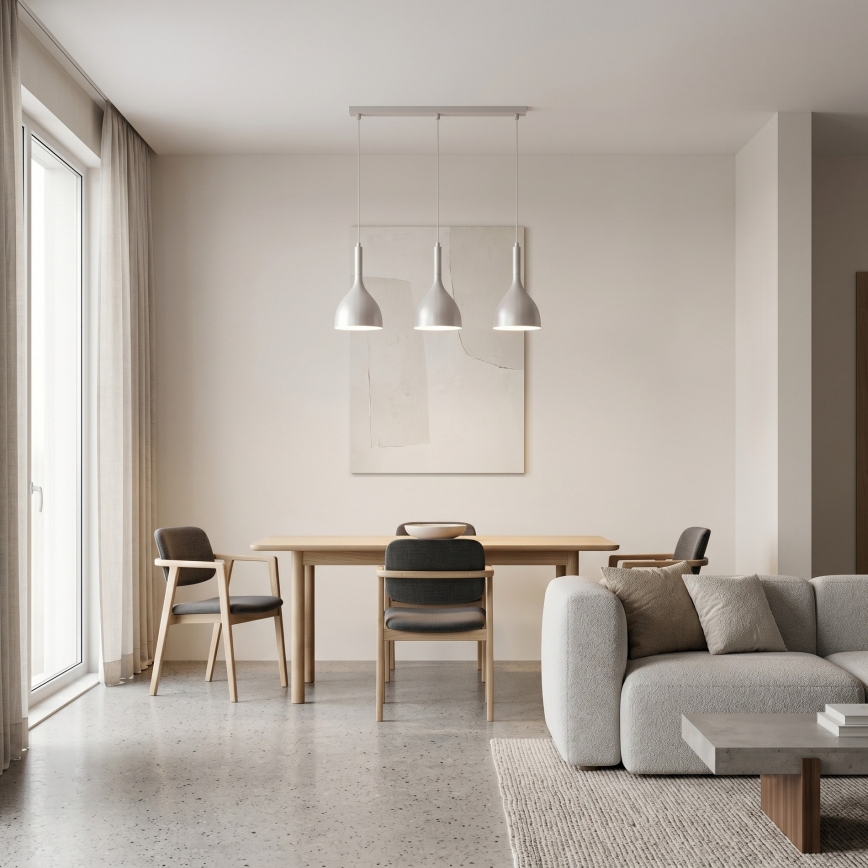 Κρεμαστό φωτιστικό με καλώδιο NOAK 3xE27/15W/230V εκρού