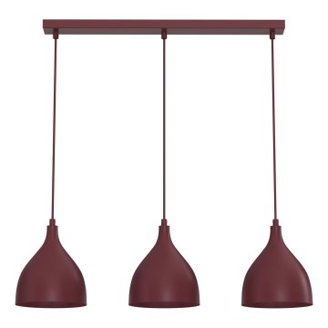 Κρεμαστό φωτιστικό με καλώδιο NOAK CLASSIC 3xE27/15W/230V μπουργουνδί